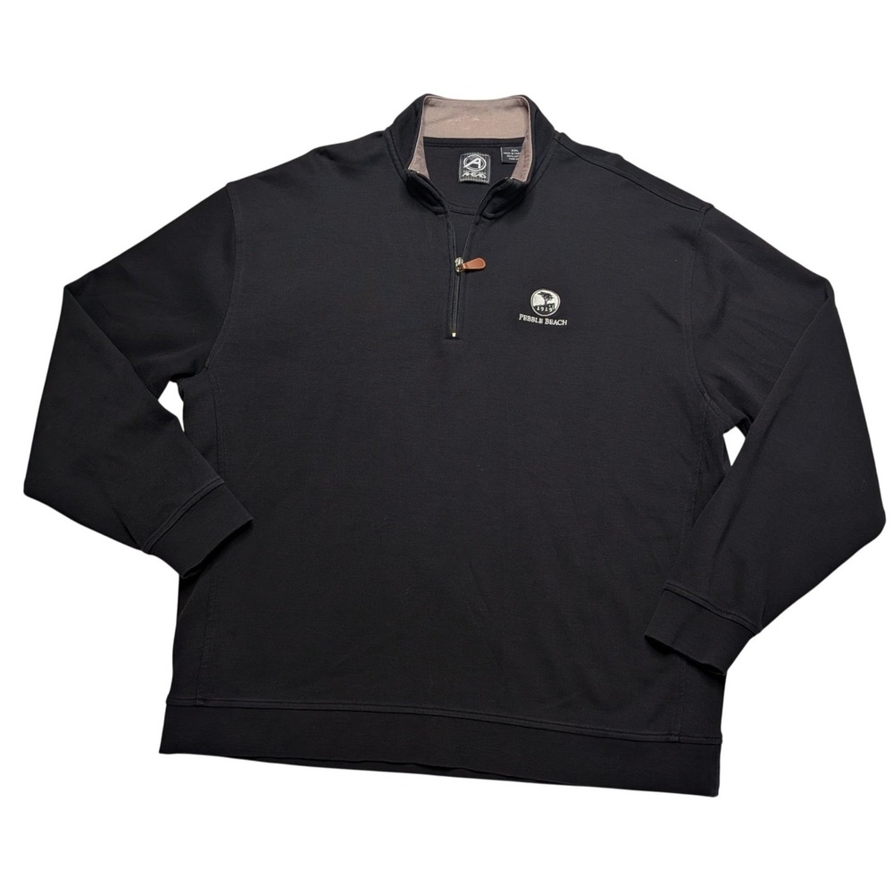 AHEAD Pebble Beach Golf Links 1919 Sweater Men's XXL Black Cotton 1/4 Zip